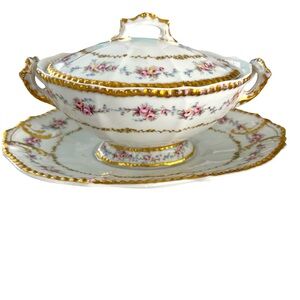 Limoges Elite Works France Footed Coverd Serving Piece Bowl Porcelain GentlyUsed